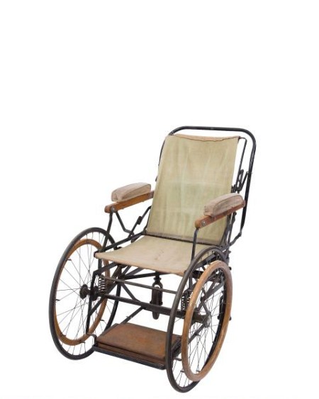 Period khaki fabric wheelchair